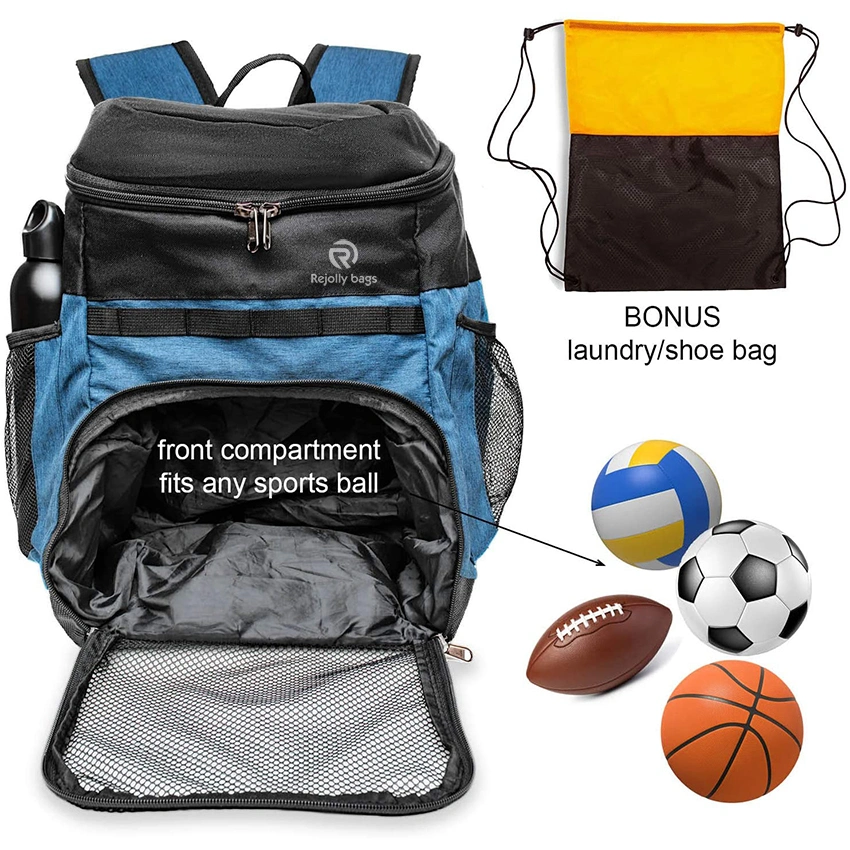 Basketball Backpack with Ball Compartment Sports Equipment Bag for Soccer Ball School Team – 2 Bottle Pockets Includes Laundry or Shoe Sport Bag